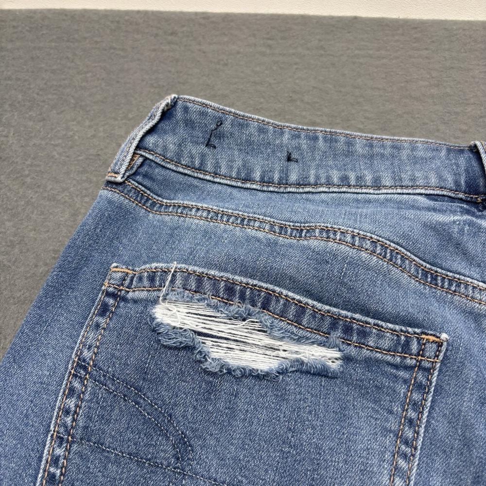 American Eagle Low Rise Baggy Jeans Wide Leg Womens 8 Short Blue Stretch Y2K - Picture 14 of 16